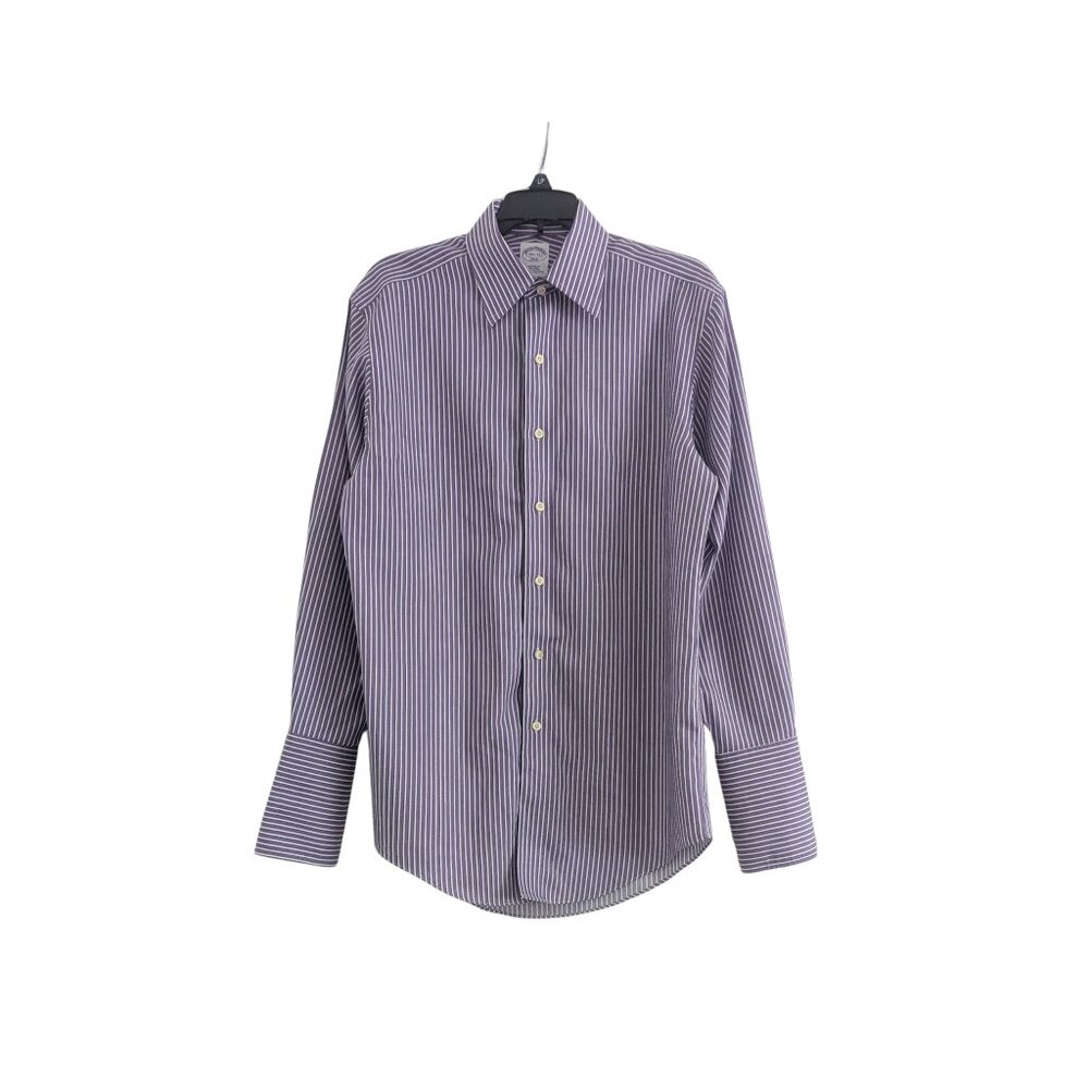 Brooks Brothers 346 Purple Striped Dress Shirt 14.5 x 32 French cuff Preowned - Picture 2 of 7